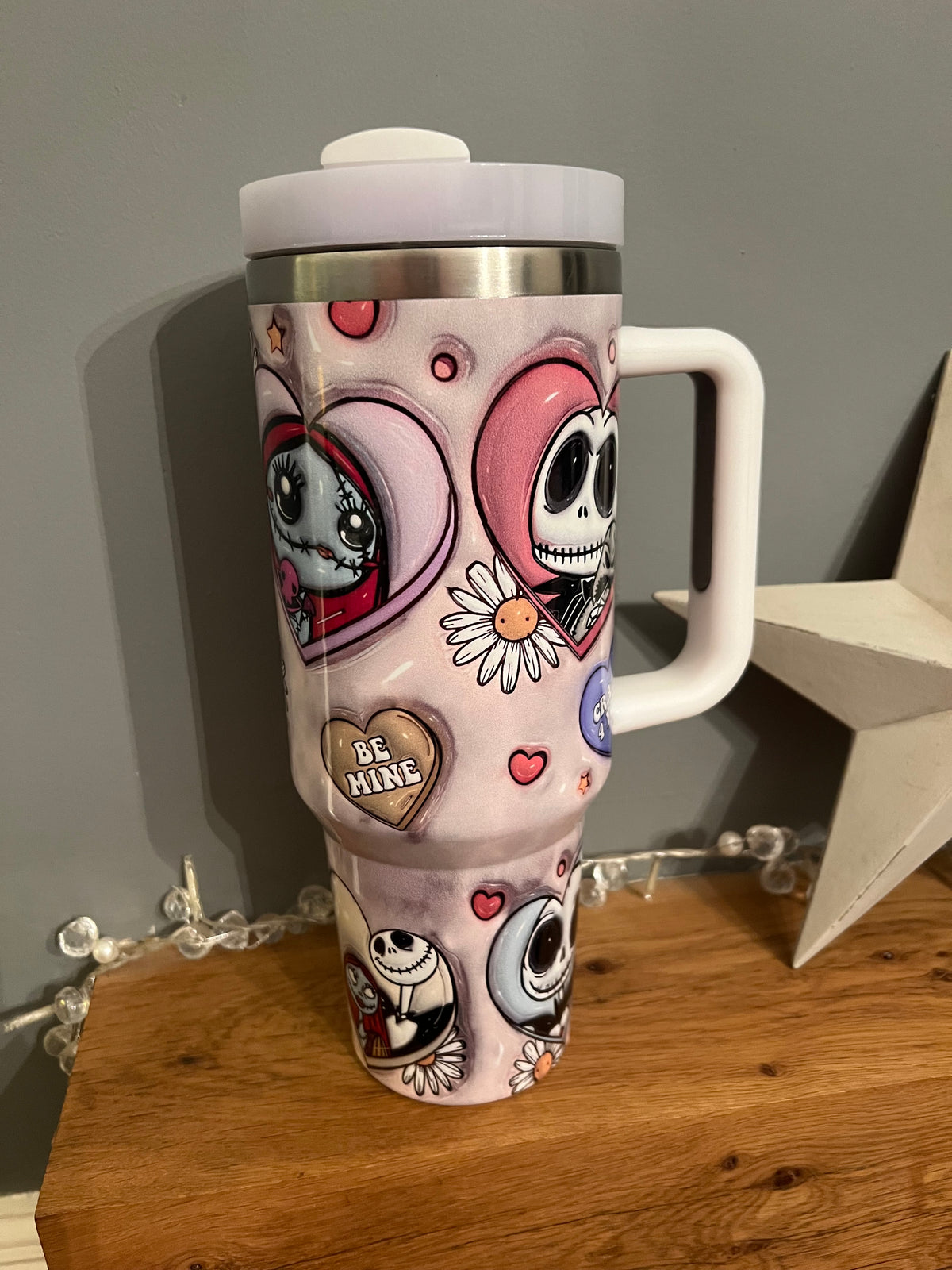 Character Sublimation 40oz stainless steel tumblers with handle, lid & straw