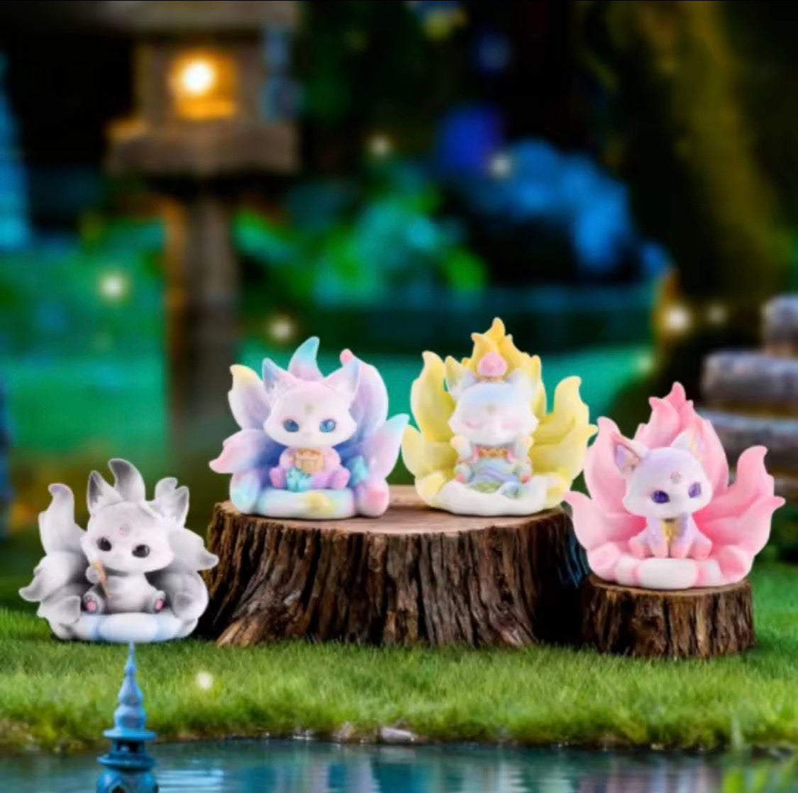 Nine tailed flocked fox figure series blind box