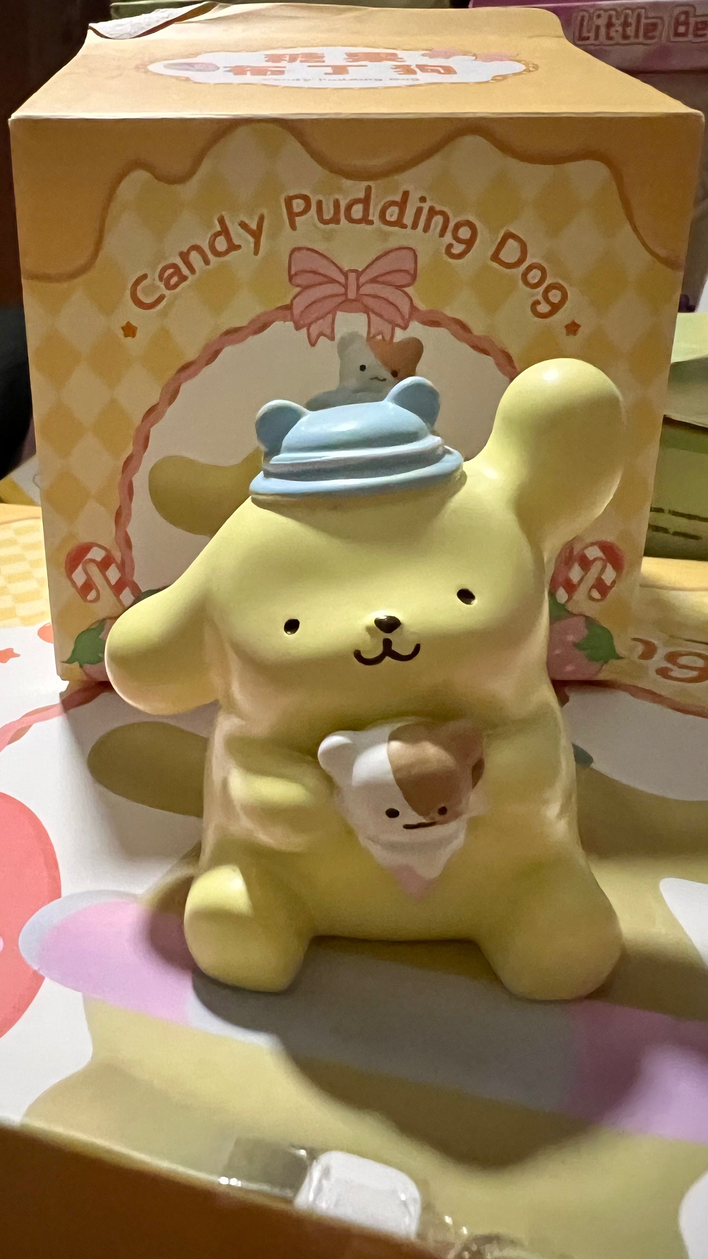 Pom Pom Purin candy pudding dog figure - open box