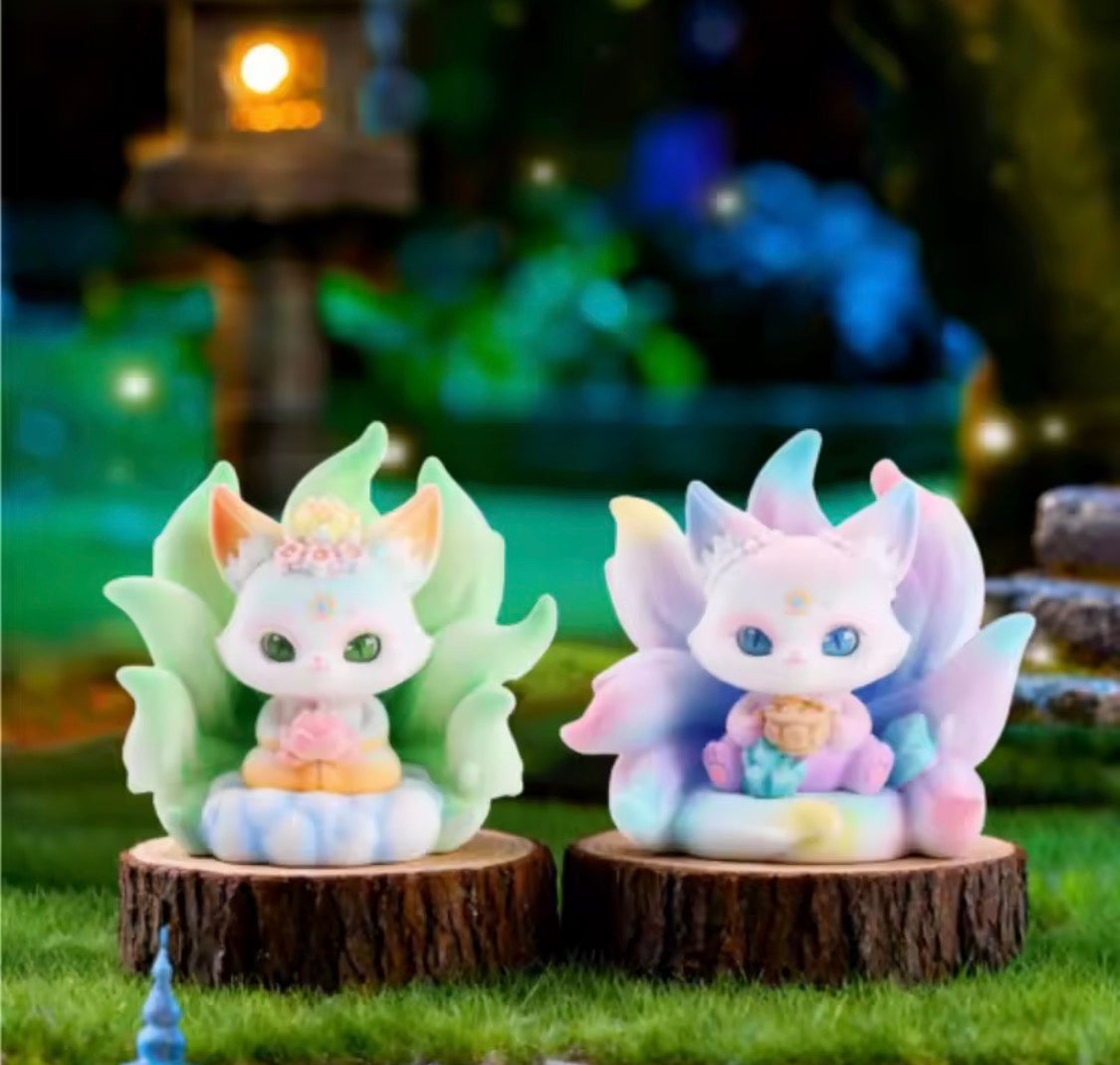 Nine tailed flocked fox figure series blind box
