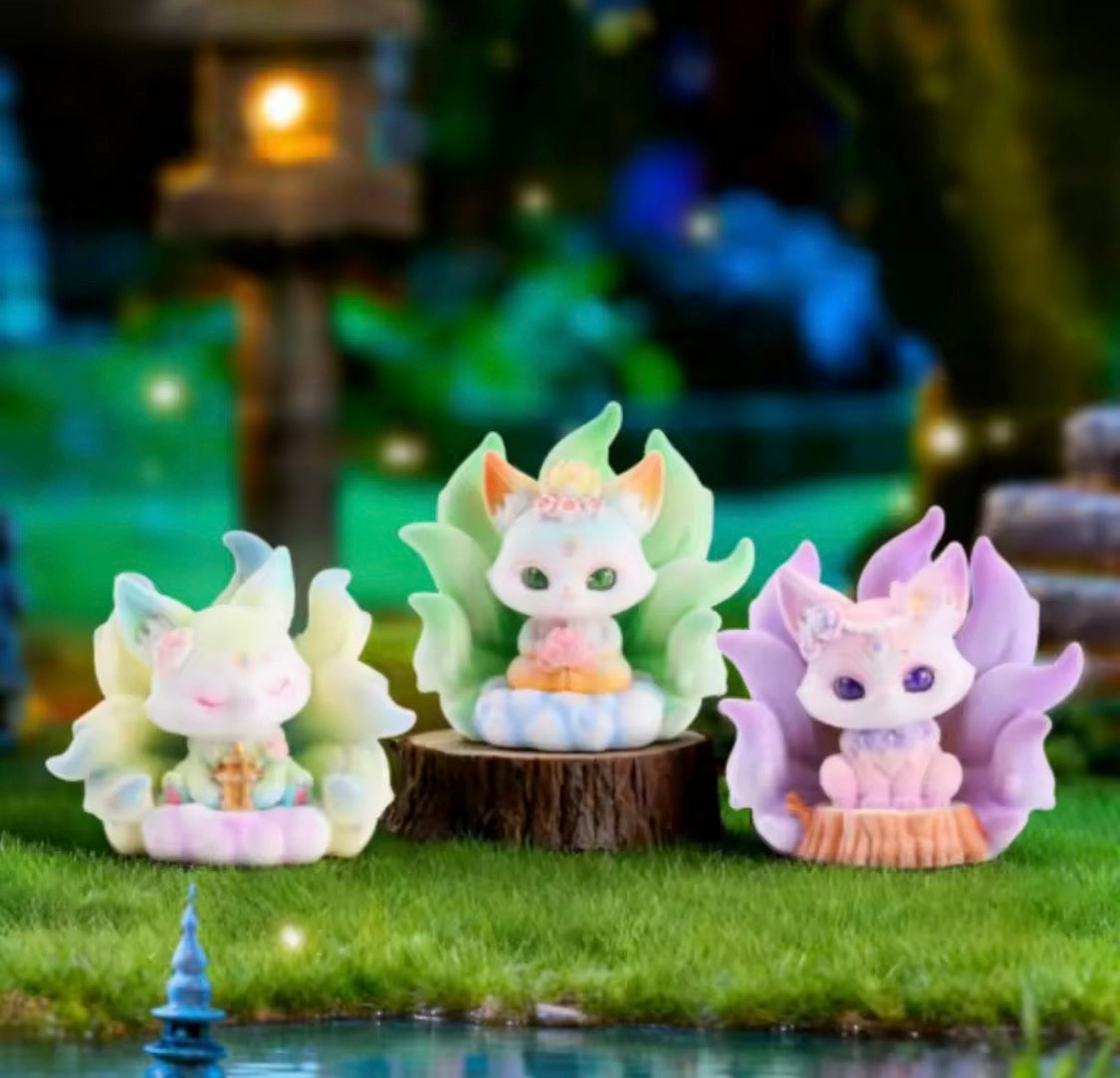Nine tailed flocked fox figure series blind box