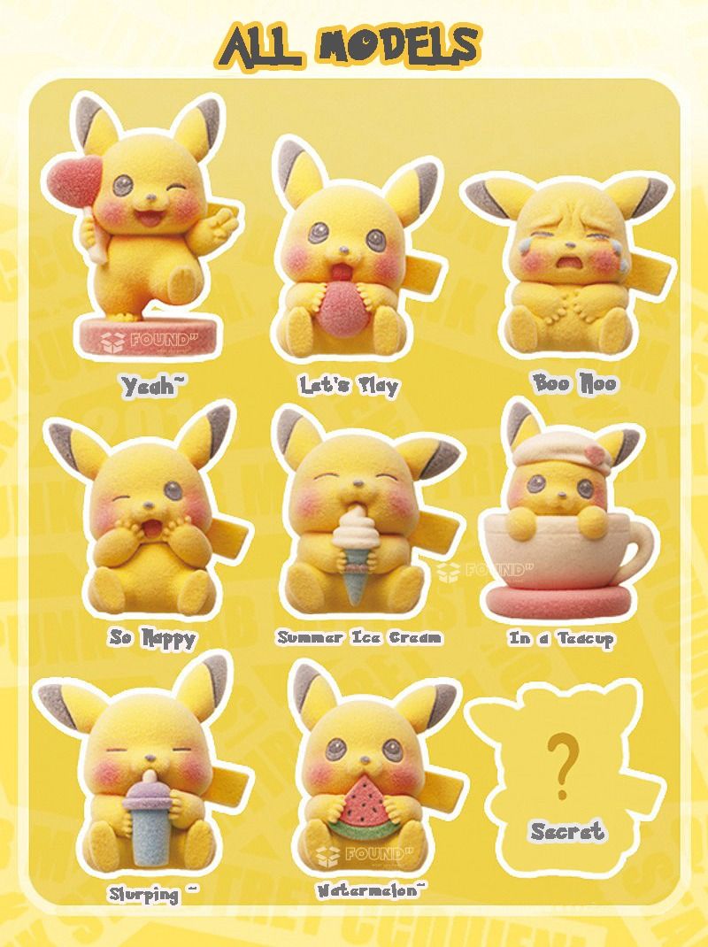 Pikachu no worries flocked figure series blind box