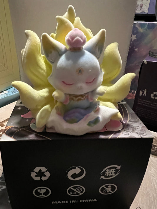 Nine tailed flocked fox figure - open box