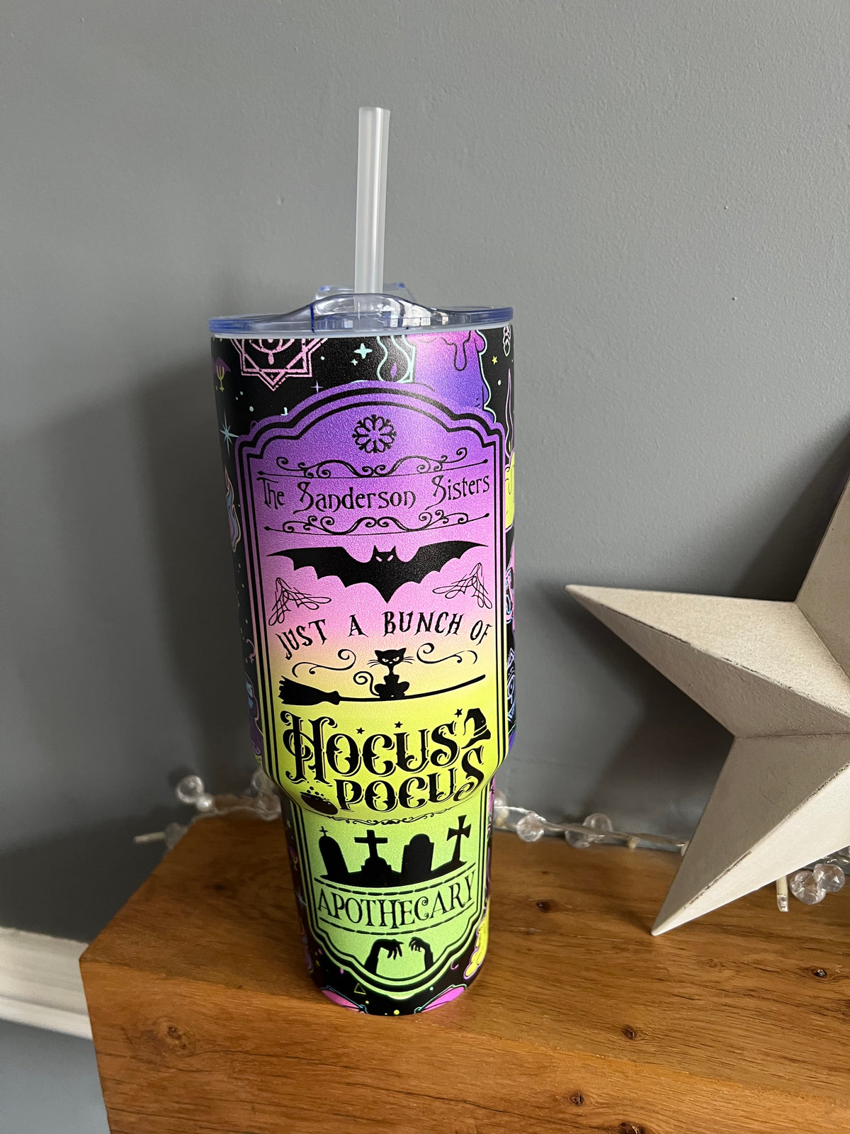 40oz double walled stainless steel tumbler with big handle, lid & straw