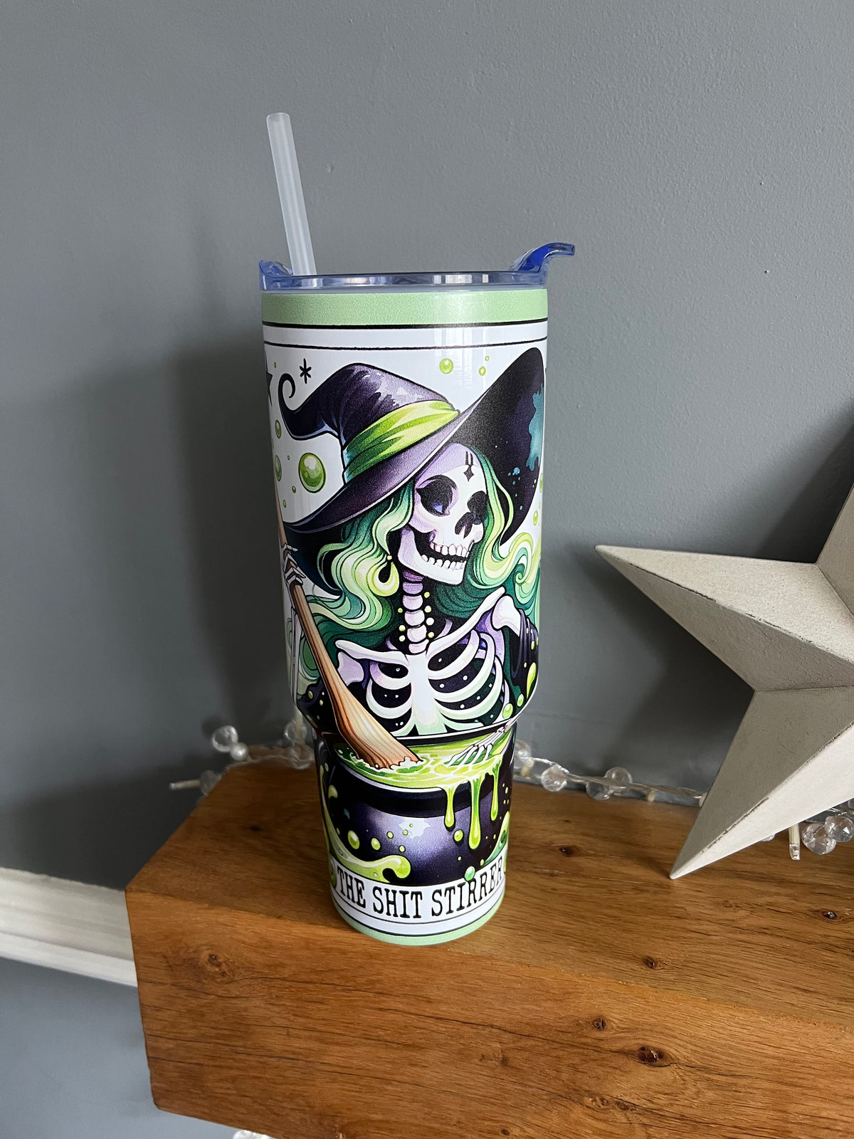 40oz double walled stainless steel tumbler with big handle, lid & straw